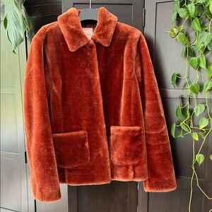 La Vie by Rebecca Taylor Faux Fur Cozy Jacket in Rust